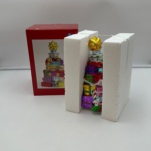 Christopher Radko Ceramic Glass Candy Jar "Stack of Presents"  w/ Gold Star